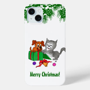 Coque Case-Mate iPhone Joyeux Noël avec chat et chiot