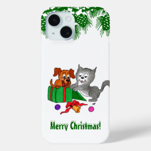 Coque Case-Mate iPhone Joyeux Noël avec chat et chiot