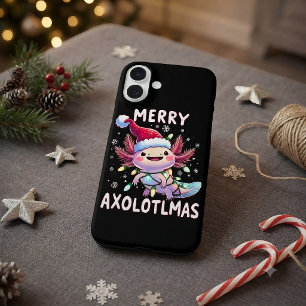 Coque Pour iPhone 16 Plus Joyeux Noël Axolotl Lumières Axolotlmas Arbre