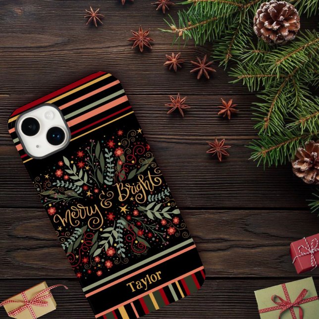 Coques Case-Mate iPhone Joyeux Noël brillant Festif Inspirivity Nom (Créateur téléchargé)
