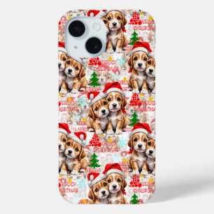 Coque Case-Mate iPhone Joyeux Noël Chapeau de Père Noël Chien Design - Bl