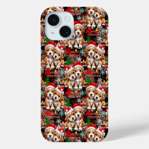 Coque Case-Mate iPhone Joyeux Noël Chapeau de Père Noël Chien Design - No