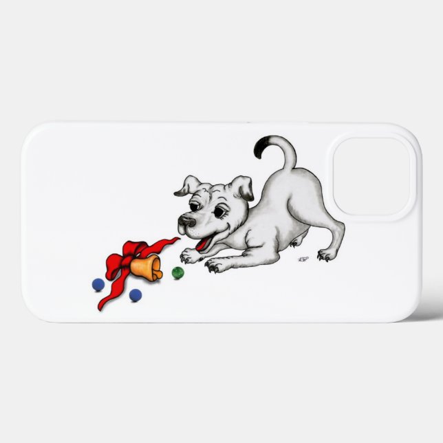 Coques Case-Mate iPhone Joyeux Noël ! Chiot avec Bell et Ball (Verso (horizontal))