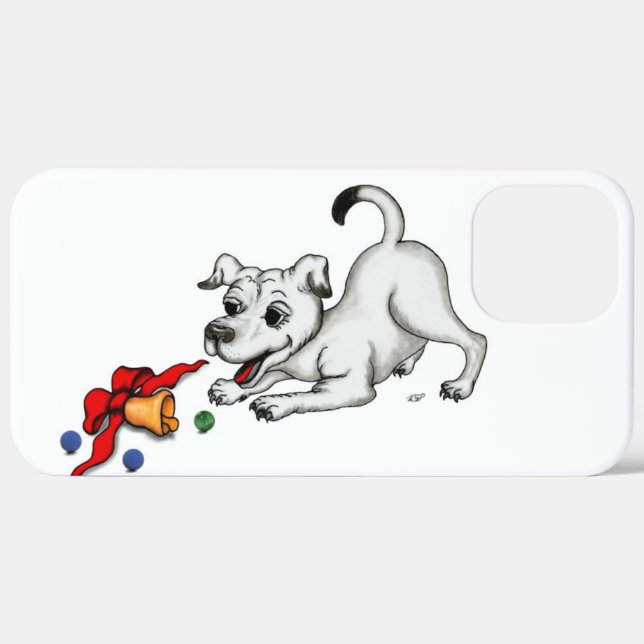 Coques Case-Mate iPhone Joyeux Noël ! Chiot avec Bell et Ball (Retour (horizontal))