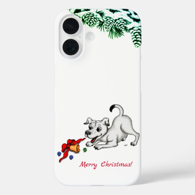 Coques Case-Mate iPhone Joyeux Noël ! Chiot avec Bell et Ball (Verso)