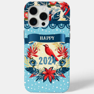 Coque Case-Mate iPhone Joyeux Noël et Bonne Année ! Oiseau rouge 2024