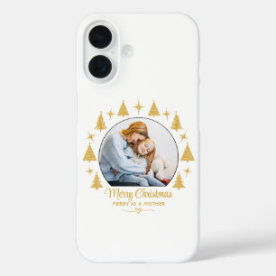 Coque Pour iPhone 16 Joyeux Noël Joyeux Comme Une Mère Photo en Or Blan