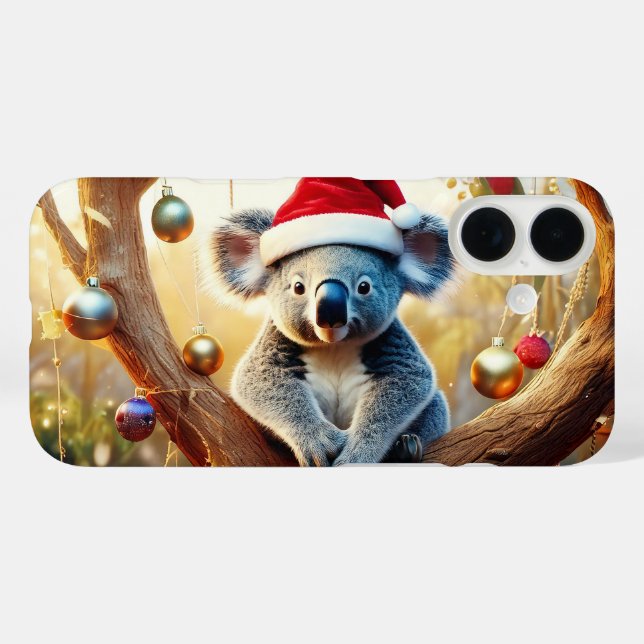 Coques Case-Mate iPhone Joyeux Noël Koala assis dans un Eucalyptus (Verso (horizontal))
