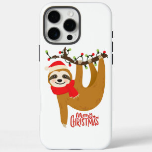 Coque iPhone 16 Pro Max Joyeux Noël Mignon Santa Paresseux