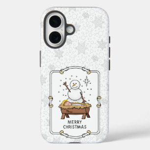 Coque Pour iPhone 16 Joyeux Noël Nativité bébé Jésus Snowman