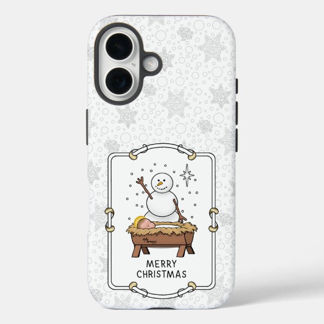 Coques Case-Mate iPhone Joyeux Noël Nativité bébé Jésus Snowman (Verso)