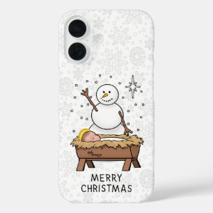 Coque Pour iPhone 16 Joyeux Noël Nativité bébé Jésus Snowman