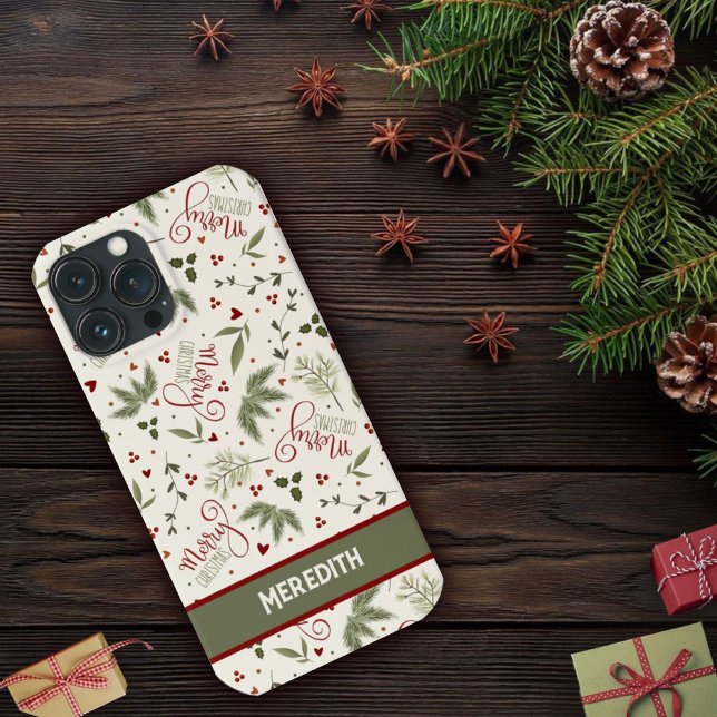 Coques Case-Mate iPhone Joyeux Noël Pine Berry Nom de l'inspirivité (Créateur téléchargé)