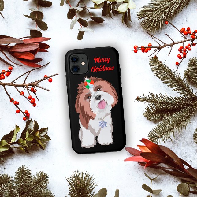 Coques Case-Mate iPhone Joyeux Noël Shih Tzu Avec Flocon De Neige (Créateur téléchargé)