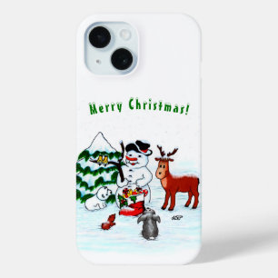 Coque Case-Mate iPhone Joyeux Noël ! Snowman avec amis