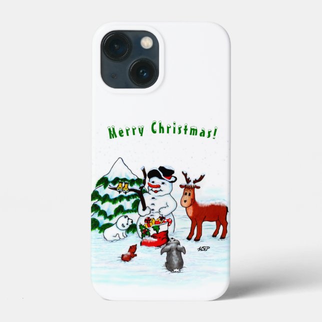 Coques Case-Mate iPhone Joyeux Noël ! Snowman avec amis (Verso)