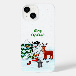 Coque Case-Mate iPhone Joyeux Noël ! Snowman avec amis