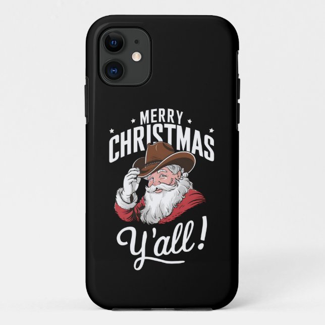 Coques Case-Mate iPhone Joyeux Noël Y'all Country Cowboy Père Noël (Dos)