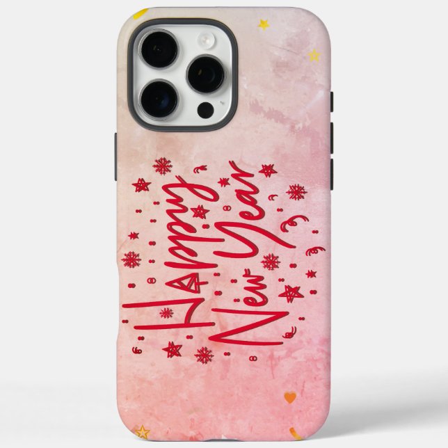 Coques Case-Mate iPhone Joyeux Nouvel An Rouge élégant Script&Soft Pastel  (Verso)