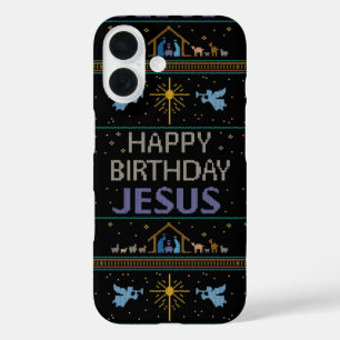 Coque Pour iPhone 16 Joyeux pull de Noël Joyeux Joyeux Anniversaire Jés