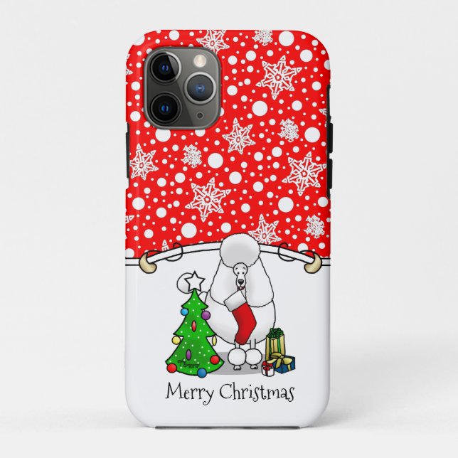 Coques Case-Mate iPhone Joyeux sapin de Noël 2 caniche (blanc) chien migno (Dos)