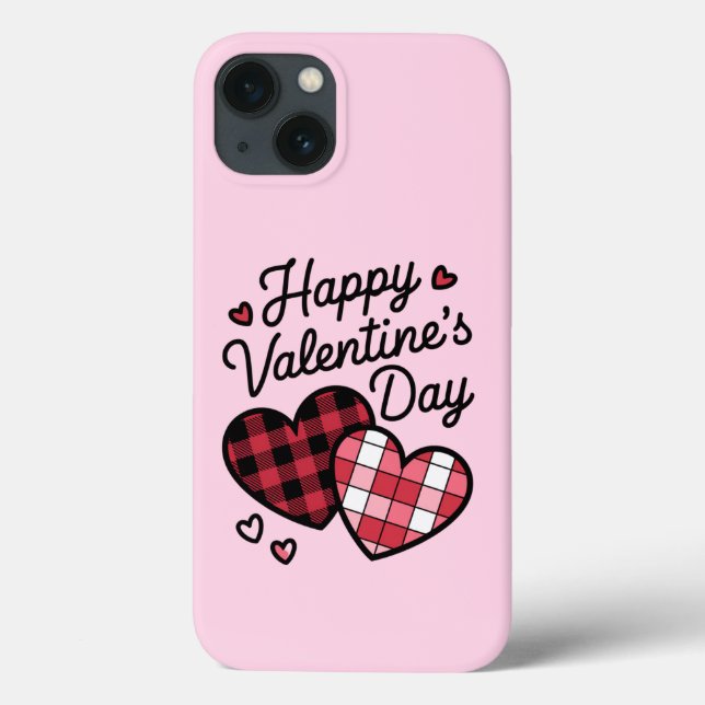 Coques Case-Mate iPhone Joyeux Valentines Jour léopard Plaid Coeur d'amour (Verso)