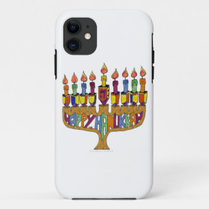 Coque Case-Mate Pour iPhone Judaica Joyeux Hanukkah Toupie Menorah