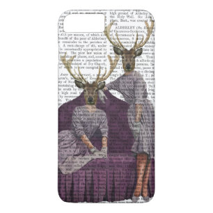 Coque iPhone 7 Plus Jumeaux de cerfs communs dans le pourpre
