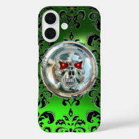 JUMEAUX EMERALD GREEN BLACK DAMASK GEM