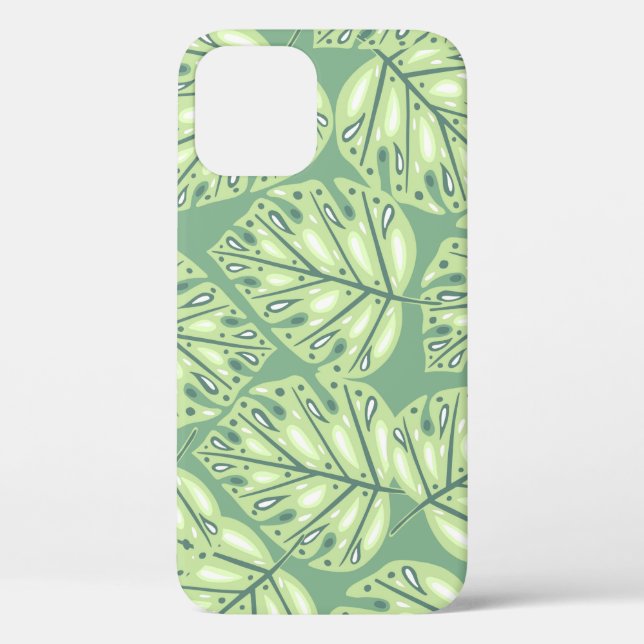Coques Case-Mate iPhone jungle botanique sans couture motif en vert pastel (Verso)