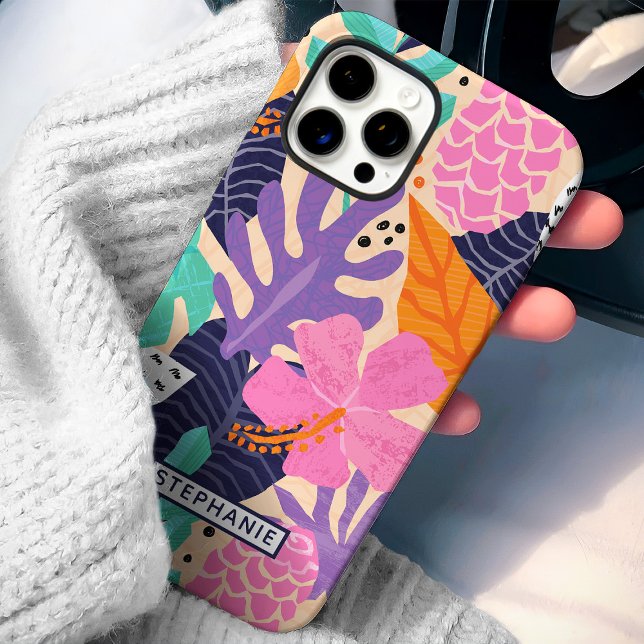 Coques Case-Mate iPhone Jungle Tropical Abstrait Nom Personnalisé (Créateur téléchargé)