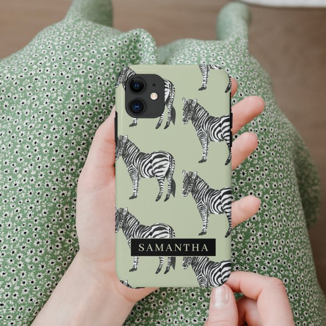 Coques Case-Mate iPhone Jungle Zebra Wild Motif & Nom personnalisé (Créateur téléchargé)