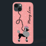 Etui iPhone 13 Jupe de caniche rétro rose et noir les années 50 p<br><div class="desc">Ce mignon poodle design français Galaxy étui téléphonique est dérivé des jupes de caniche classiques des années 1950. Le joli chien de caniche noir a des pompons gris de fourrure avec des pois et une laisse de style pochoir noir. Tout repose sur un arrière - plan rose vintage à l'effet...</div>
