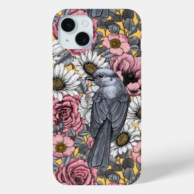 Coques Case-Mate iPhone Jus gris et fleurs (Verso)