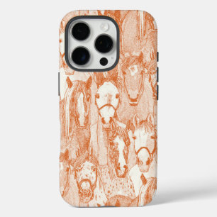 Coque iPhone 16 Pro juste chevaux orange demi perle