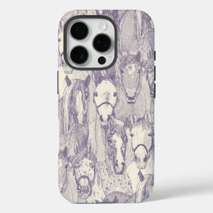 Coque iPhone 16 Pro juste chevaux perle violette