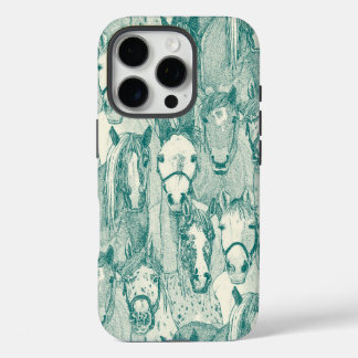 Coque iPhone 16 Pro juste chevaux perle viridian