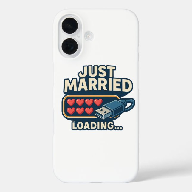 Coques Case-Mate iPhone Juste Marié Chargement - Drôle Mariage Tech (Verso)