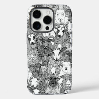 Coque iPhone 16 Pro juste moutons noir blanc