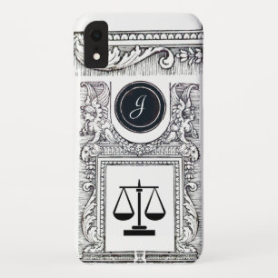 Coque Pour iPhone XR JUSTICE BUREAU JURIDIQUE, PROCUREUR Monogramme Bla