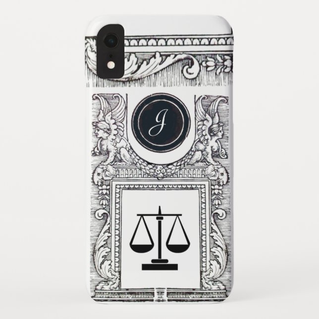 Coques Case-Mate iPhone JUSTICE BUREAU JURIDIQUE, PROCUREUR Monogramme Bla (Dos)