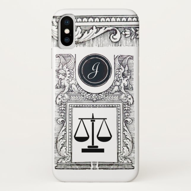Coques Case-Mate iPhone JUSTICE BUREAU JURIDIQUE, PROCUREUR Monogramme Bla (Dos)