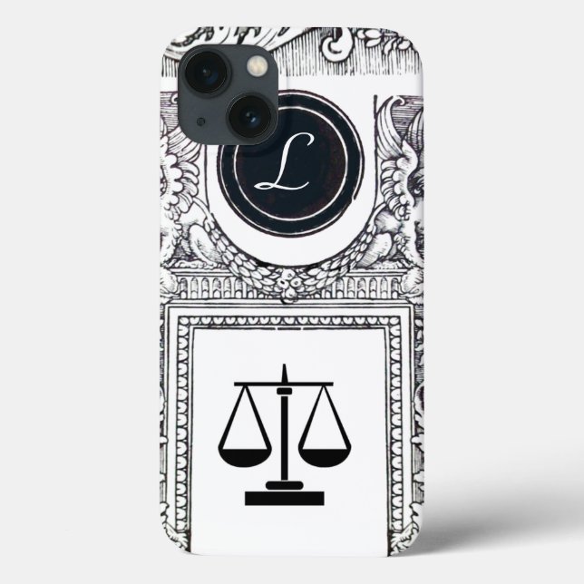 Coques Case-Mate iPhone JUSTICE BUREAU JURIDIQUE, PROCUREUR Monogramme Bla (Verso)