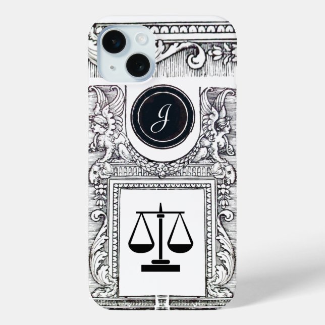 Coques Case-Mate iPhone JUSTICE BUREAU JURIDIQUE, PROCUREUR Monogramme Bla (Verso)