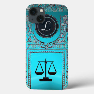 Coque Case-Mate iPhone JUSTICE BUREAU JURIDIQUE, PROCUREUR Monogramme ble