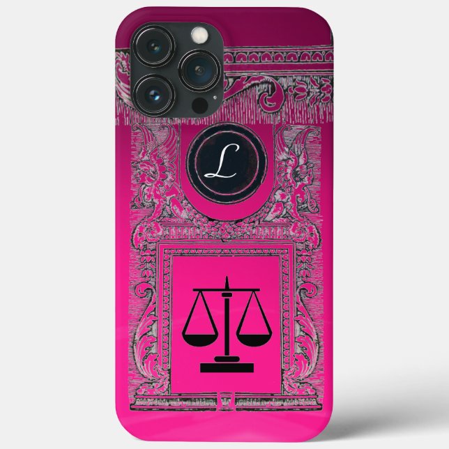 Coques Case-Mate iPhone JUSTICE BUREAU JURIDIQUE, PROCUREUR Monogramme ros (Verso)