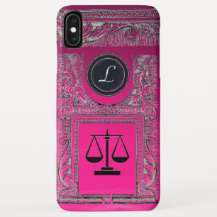 Coque Pour iPhone XS Max JUSTICE BUREAU JURIDIQUE, PROCUREUR Monogramme ros