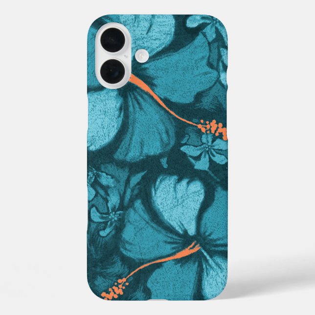 Coques Case-Mate iPhone Kahala Hibiscus Hawaiian Lava Rock Turquoise (Verso)