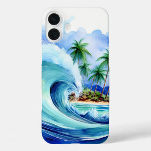 Coque Pour iPhone 16 Plus Kai Aloha Palms Aquarelle Vague