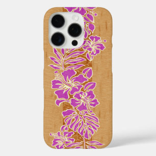 Coque iPhone 16 Pro Kalaheo Hawaïen Hibiscus Tapa Faux Wood